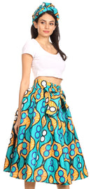 Sakkas Celine African Dutch Ankara Wax Print Full Circle Skirt