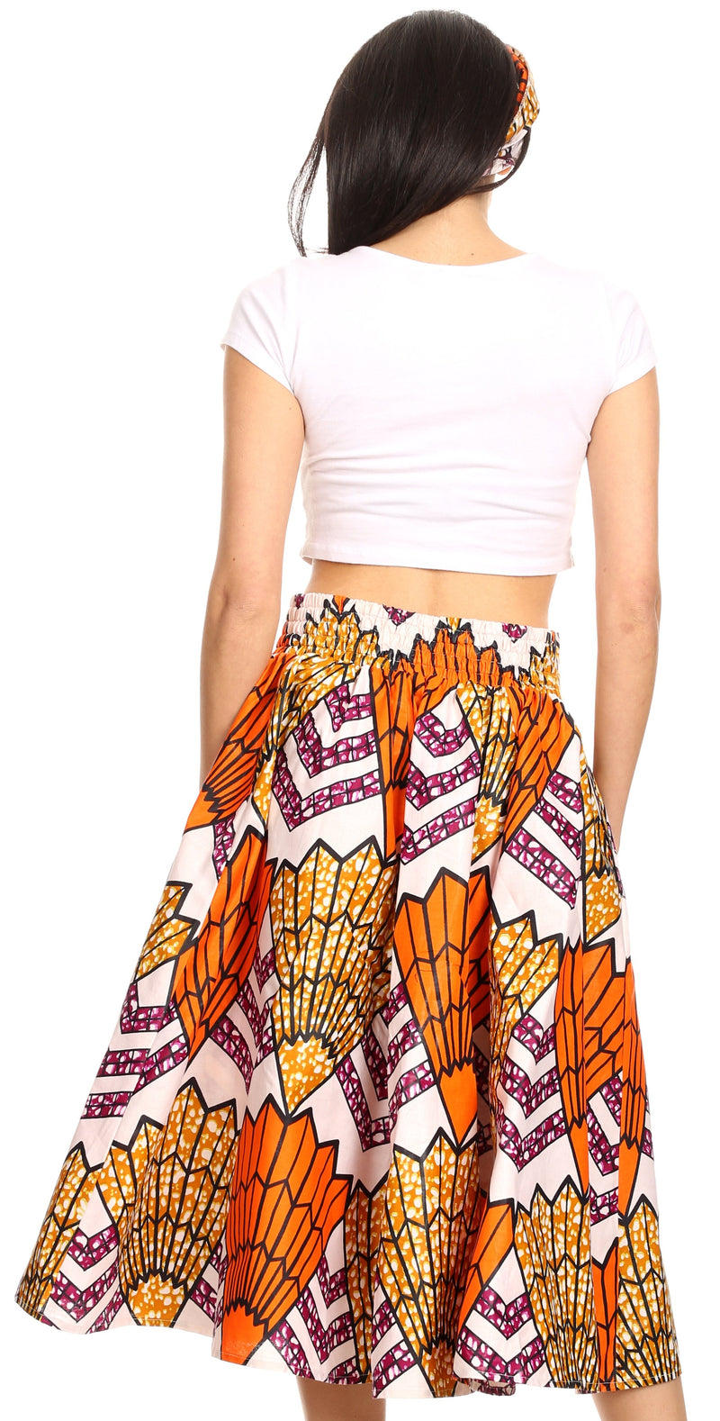 Sakkas Celine African Dutch Ankara Wax Print Full Circle Skirt