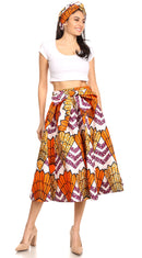 Sakkas Celine African Dutch Ankara Wax Print Full Circle Skirt