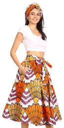 Sakkas Celine African Dutch Ankara Wax Print Full Circle Skirt