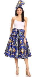 Sakkas Celine African Dutch Ankara Wax Print Full Circle Skirt