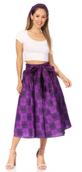 Sakkas Second African Dutch Ankara Wax Print Full Circle Skirt#color_612-Purple