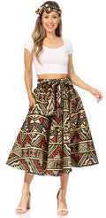 Sakkas Second African Dutch Ankara Wax Print Full Circle Skirt#color_614-Black