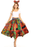Sakkas Celine African Dutch Ankara Wax Print Full Circle Skirt