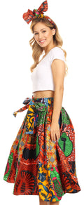 Sakkas Celine African Dutch Ankara Wax Print Full Circle Skirt#color_20-Multi