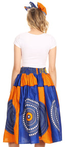 Sakkas Celine African Dutch Ankara Wax Print Full Circle Skirt