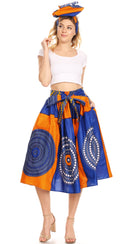 Sakkas Celine African Dutch Ankara Wax Print Full Circle Skirt