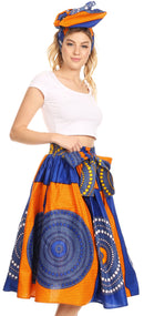 Sakkas Celine African Dutch Ankara Wax Print Full Circle Skirt