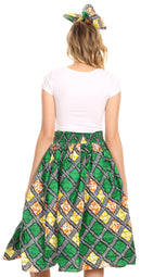 Sakkas Celine African Dutch Ankara Wax Print Full Circle Skirt