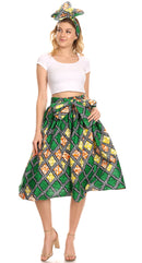 Sakkas Celine African Dutch Ankara Wax Print Full Circle Skirt