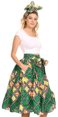 Sakkas Celine African Dutch Ankara Wax Print Full Circle Skirt#color_22-Multi