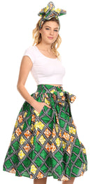 Sakkas Celine African Dutch Ankara Wax Print Full Circle Skirt