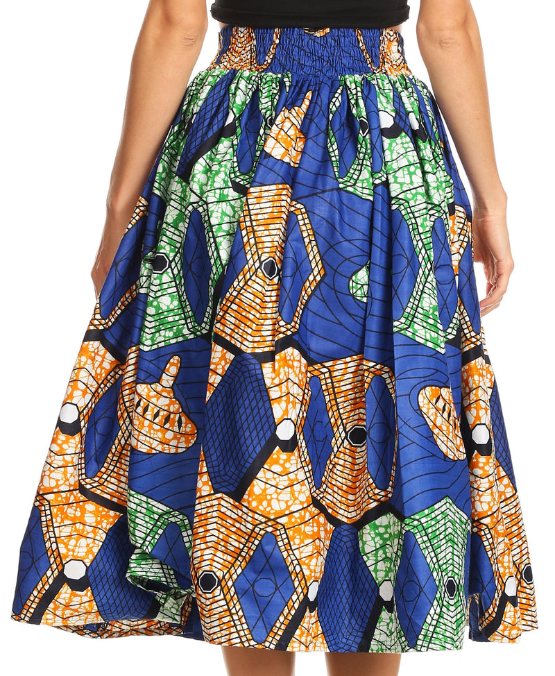 Sakkas Celine African Dutch Ankara Wax Print Full Circle Skirt