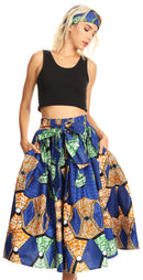 Sakkas Celine African Dutch Ankara Wax Print Full Circle Skirt