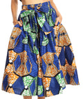Sakkas Celine African Dutch Ankara Wax Print Full Circle Skirt#color_2280-Blue/Green