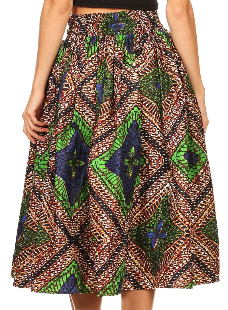 Sakkas Celine African Dutch Ankara Wax Print Full Circle Skirt