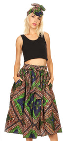Sakkas Celine African Dutch Ankara Wax Print Full Circle Skirt