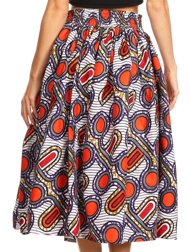 Sakkas Celine African Dutch Ankara Wax Print Full Circle Skirt