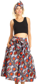 Sakkas Celine African Dutch Ankara Wax Print Full Circle Skirt