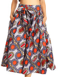 Sakkas Celine African Dutch Ankara Wax Print Full Circle Skirt#color_2283-White/Rose