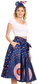 Sakkas Celine African Dutch Ankara Wax Print Full Circle Skirt