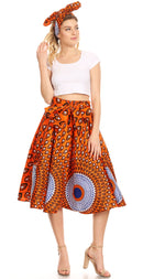 Sakkas Celine African Dutch Ankara Wax Print Full Circle Skirt
