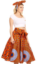 Sakkas Celine African Dutch Ankara Wax Print Full Circle Skirt#color_24-Multi