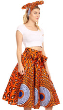 Sakkas Celine African Dutch Ankara Wax Print Full Circle Skirt