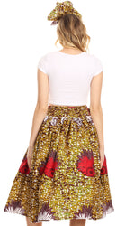 Sakkas Celine African Dutch Ankara Wax Print Full Circle Skirt