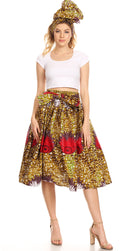 Sakkas Celine African Dutch Ankara Wax Print Full Circle Skirt