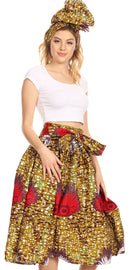 Sakkas Celine African Dutch Ankara Wax Print Full Circle Skirt