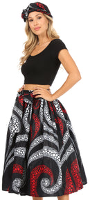 Sakkas Celine African Dutch Ankara Wax Print Full Circle Skirt