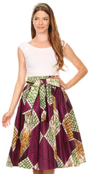 Sakkas Celine African Dutch Ankara Wax Print Full Circle Skirt