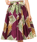 Sakkas Celine African Dutch Ankara Wax Print Full Circle Skirt