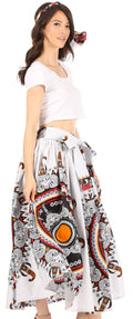 Sakkas Celine African Dutch Ankara Wax Print Full Circle Skirt#color_302-Multi