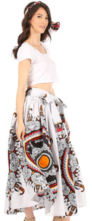 Sakkas Celine African Dutch Ankara Wax Print Full Circle Skirt