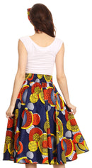 Sakkas Celine African Dutch Ankara Wax Print Full Circle Skirt