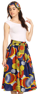 Sakkas Celine African Dutch Ankara Wax Print Full Circle Skirt
