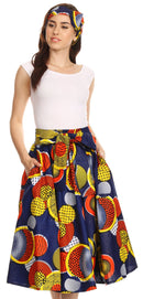 Sakkas Celine African Dutch Ankara Wax Print Full Circle Skirt
