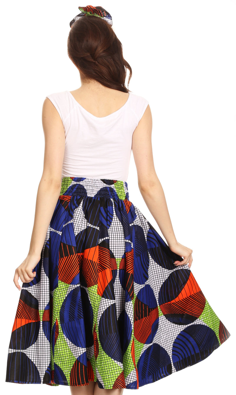 Sakkas Celine African Dutch Ankara Wax Print Full Circle Skirt