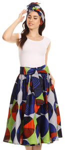 Sakkas Celine African Dutch Ankara Wax Print Full Circle Skirt