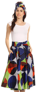 Sakkas Celine African Dutch Ankara Wax Print Full Circle Skirt