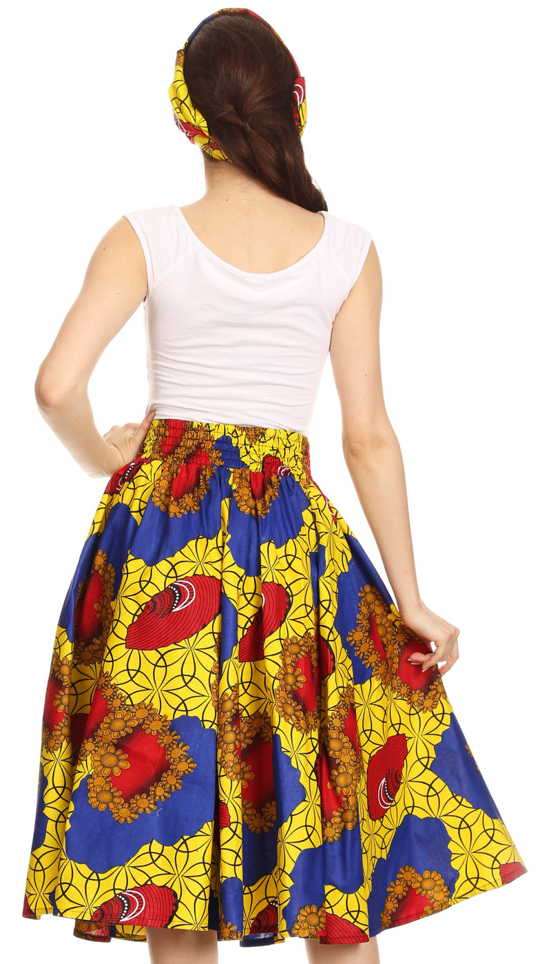 Sakkas Celine African Dutch Ankara Wax Print Full Circle Skirt