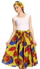 Sakkas Celine African Dutch Ankara Wax Print Full Circle Skirt