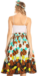Sakkas Celine African Dutch Ankara Wax Print Full Circle Skirt