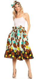Sakkas Celine African Dutch Ankara Wax Print Full Circle Skirt