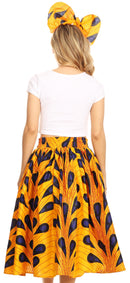 Sakkas Celine African Dutch Ankara Wax Print Full Circle Skirt