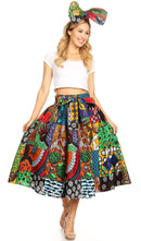 Sakkas Celine African Dutch Ankara Wax Print Full Circle Skirt