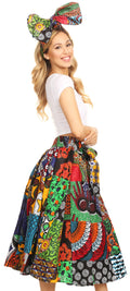 Sakkas Celine African Dutch Ankara Wax Print Full Circle Skirt#color_421-Multi