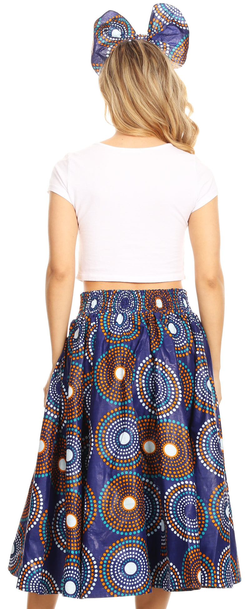 Sakkas Celine African Dutch Ankara Wax Print Full Circle Skirt